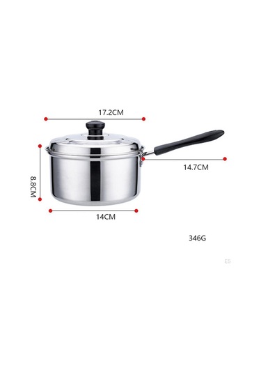 Kapaklı Yapışmaz Tencere Pişirme Kaynatma Kazanı Paslanmaz Çelik Süt Erişte Makarna Tencere Sosu 16cm