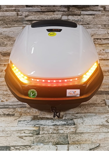 G Motosiklet Arka Çanta 33lt Işıklı Stop Sağ Sol Sinyal Beyaz