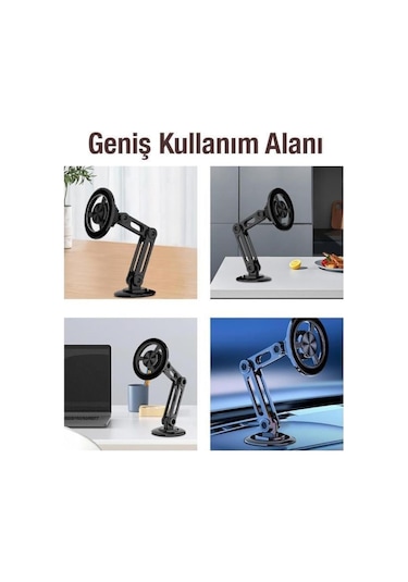 Coofbe Güçlü Metal Magsafe Uyumlu 360 Dönebilen Araç İçi Telefon Tutucu Masaüstü Telefon Tutucu Stand
