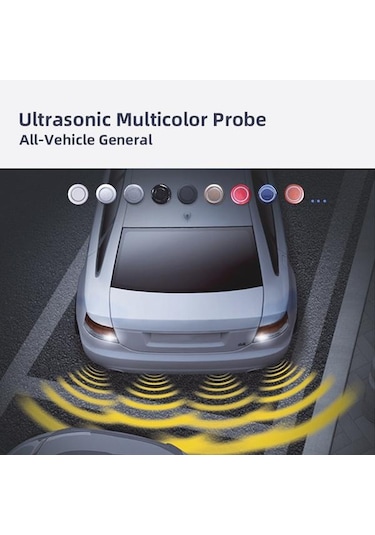 Beyaz Otopark Otomatik Led Park Sensörü Ve 4 Sensör Ters Yedekleme Park Radarı Monitör Dedektör Sistemi Ekran Geri Vites Radarı