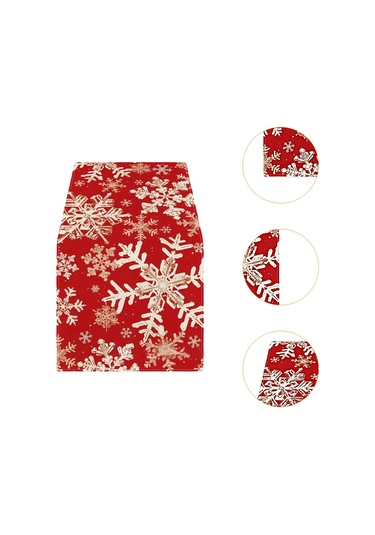 Homyl Dikdörtgen Masa Örtüsü Festival Mevsimlik Kış Dolabı Kar Taneleri