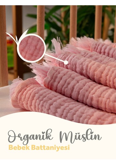 Favora Pamuk 4 Katlı Müslin Bebek Örtüsü 110x110 Cm - Pembe