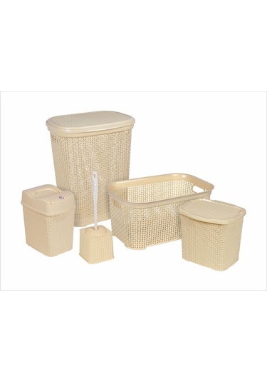 Sağlam Plastik  Damla 5'Li Çeyiz Seti Krem