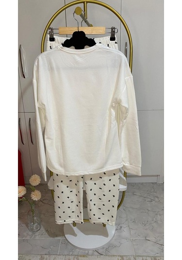 Waffle Kumaş Pijama Takımı Beyaz