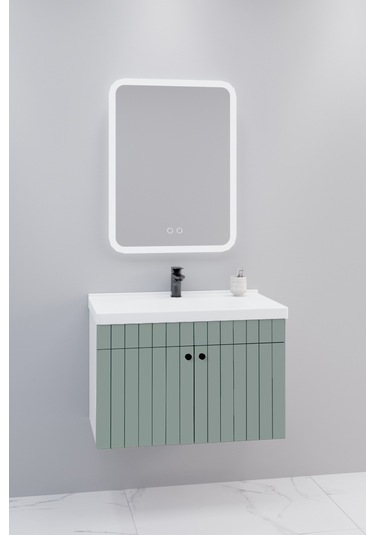 Avien 80 Cm Banyo Dolabı Cmr Led Aynalı Yeşil - Boy Dolap Hariç Yeşil