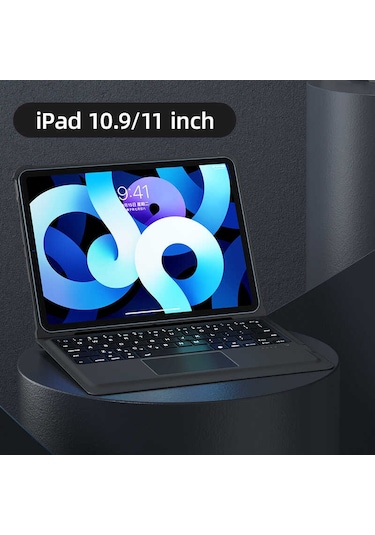 Benks iPad Uyumlu Air 10.9 2020 (4.Nesil) Benks Multifunctional Kablosuz Klavyeli Kılıf Touchpad - ZORE-216361