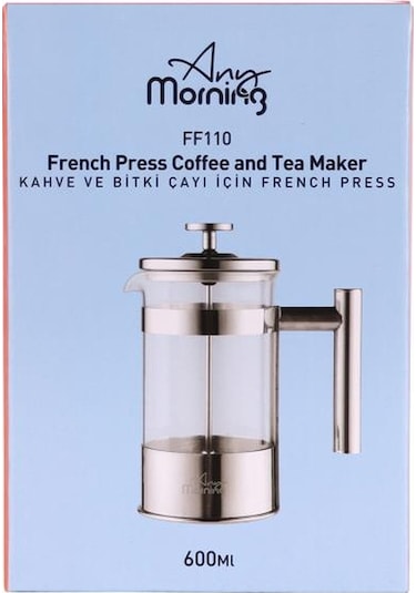 Any Morning Ff110 Kahve Ve Bitki Çayı İçin French Press 600 Ml Gri