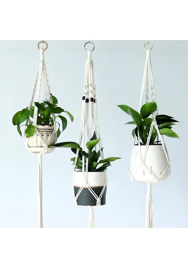 Çiçek Saksısını Asmak İçin File Cepli Halat M Diğer