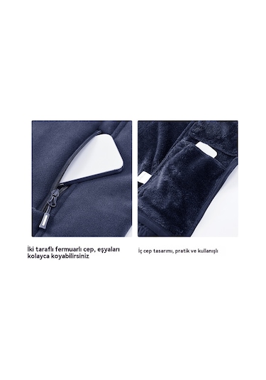 Sonbahar/kış Polar Astarlı Günlük Hırka, Kalın Polar Mont Gri