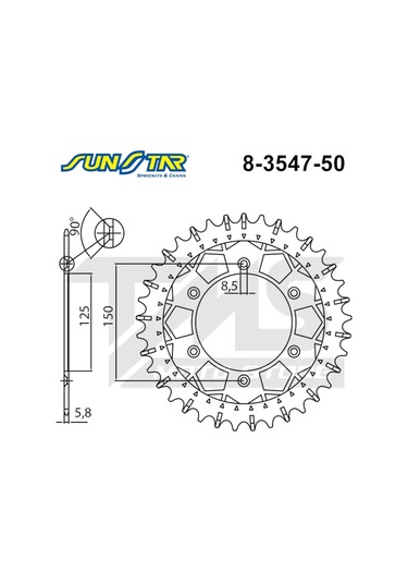 2012-2016 Ktm 125 Exc Uyumlu Arka Dişli Sunstar 8-3547-50 (522575697)