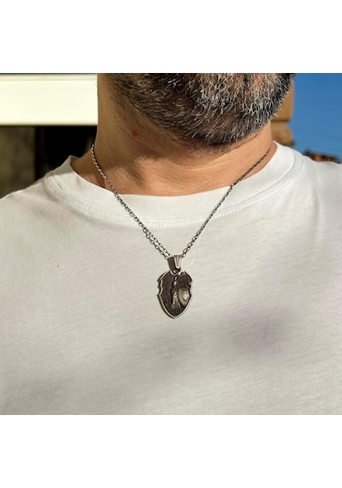 925 Ayar Gümüş, Spartalı Savaşçı Kolye, Erkekler İçin Hediye Gümüş Zincir İle Gümüş
