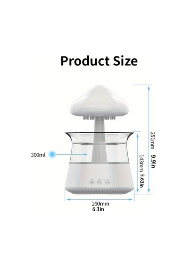 Honeybeeshop Ahşap Tahıl Rengi Yağmur Bulutu Aromaterapi Difüzörü Ve Gece Lambası Nemlendirici Masaüstü Rahatlatıcı