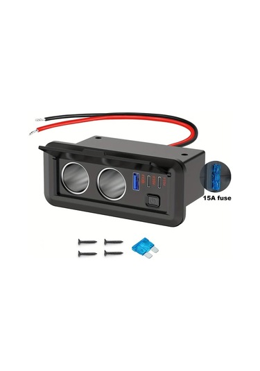 Kırmızı Işık Çift Sigara Çakmak Bölücü Güç Adaptörü 3 Usb Portlu - Hızlı Şarj, 12v/24v Uyumluluk, Arabalar, Karavanlar Ve Tekneler İçin Uygun - Montaj Vidaları Ve Sigorta Tutucu İle Siyah Parlak Bitiş
