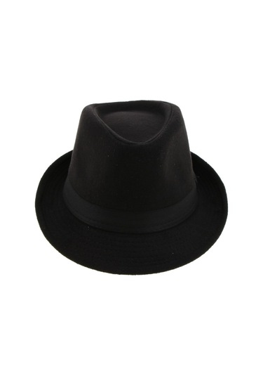 El Yapımı Doğal Yün Keçe Klasik Tasarım Şapka Yapısal Ve Şık Siyah