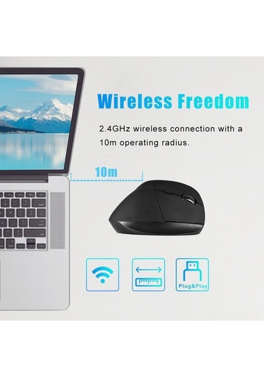 Dancemonkey Dikey Tasarım, 10m Kablosuz, Ergonomik Optik Fare Usb-c Şarjlı Konfor Ve Hassasiyet Optik