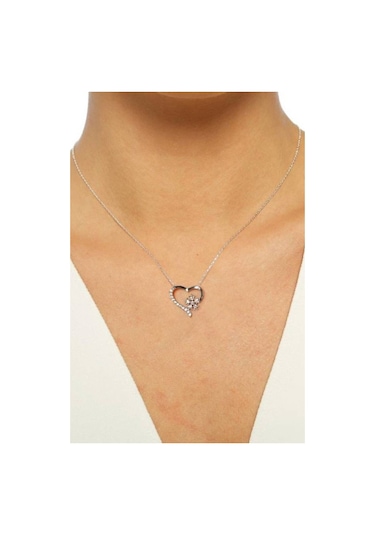 Gümüş Kalp Kar Tanesi Kolye Sevgiliye Hediye Wsn06