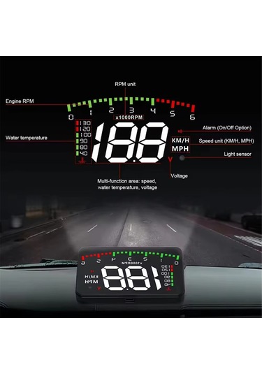 Suofeng A900 Oto Hud Görüntüleyici - Hız, Devir, Su Sıcaklığı, Voltaj Gösterimi, Tüm Araçlar İçin Plug & Play