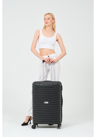 Keo-plus Siyah Orta Boy Silikon Kırılmaz Pp Valiz Siyah