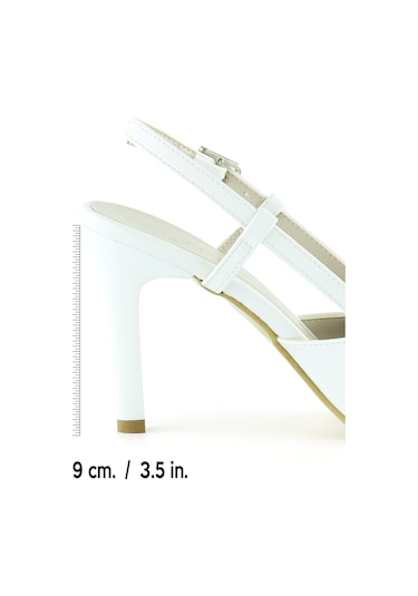 Erkan Saçmacı Sacha Beyaz Arkası Açık İnce Topuklu Ayakkabı Beyaz
