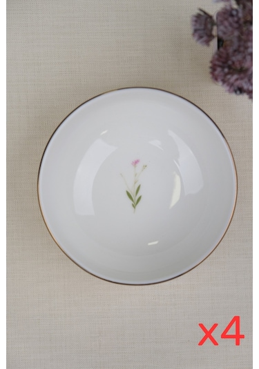 Tabak Evi Porselen Natura Çuha Altın Yaldız Kase 13,50cm 4 Lü Çok Renkli