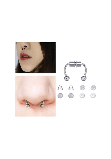 Suntek Kadınlar Için Manyetik Sahte Akrilik-gümüş-1,2x8x3mm Gümüş