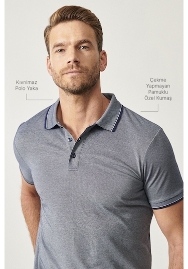 AC&Co / Altınyıldız Classics 4A4820200047LAC3XL Düğmeli Polo Yaka Cepsiz Slim Fit Erkek Tişört Lacivert AC&Co / Altınyıldız Classics 4A4820200047LAC3XL Düğmeli Polo Yaka Cepsiz Slim Fit Erkek Tişört Lacivert