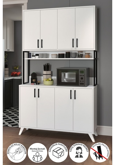 Bofigo 8 Kapaklı Çok Amaçlı Dolap Defne Mutfak Dolabı Erzak Dolab