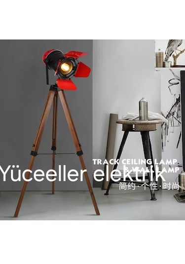 Yüceeller Retro Kırmızı Başlıklı Tripot Ayaklı Lambader