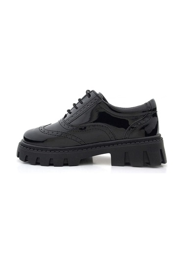 Rakerplus Siyah Rugan Bağcıklı Oxford Kız Çocuk Günlük Ayakkabı Siyah