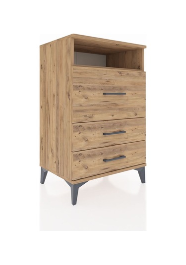 Hyperion Komodin Tek Raflı 3 Çekmeceli 60x44x96 Çam-çam Çam