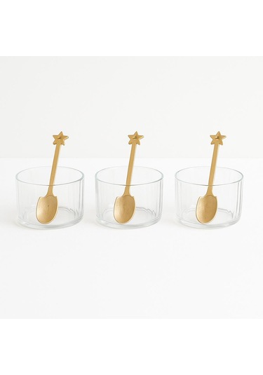 3 Parca Bambu Kasıklı Borosılıkat Cam Recellık-90 X 60 Mm Beyaz