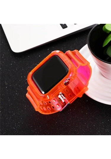 Bileklik Buzul Şeffaf Bileklik 2345. Nesil S8 Entegre S10 Bilekliği 40/41 Mm Tek Parça Kayış Şeffaf Gül Kurusu