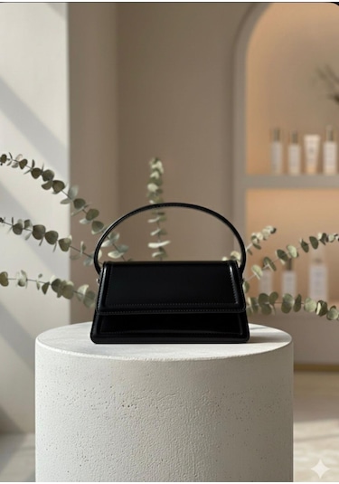 Addy Noir Elegance - Özel Tasarım Minimalist Siyah El Çantası Siyah
