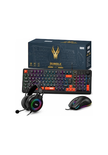 Dragos Bundle Rgb Kablolu Oyuncu Klavye Mouse Ve Kulaklık Seti Optik