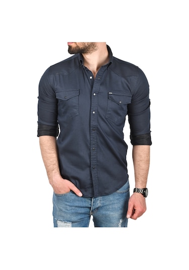 Deepsea Erkek Lacivert Slim Fit Pamuklu Cepli Kot Gömlek Çıtçıtlı Uzun Kollu Spor Gömlek 2502503 Lacivert Deepsea Erkek Lacivert Slim Fit Pamuklu Cepli Kot Gömlek Çıtçıtlı Uzun Kollu Spor Gömlek 2502503 Lacivert