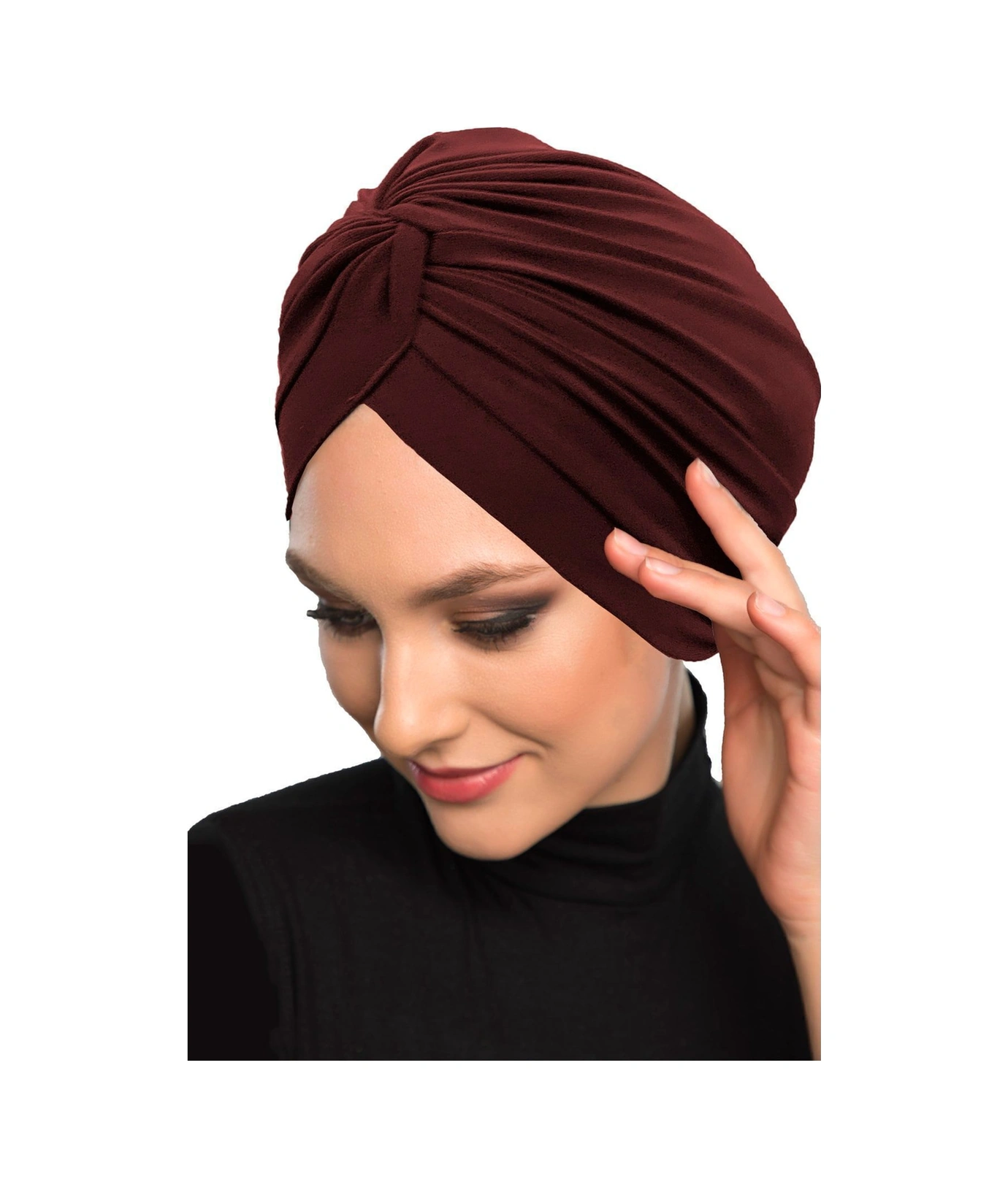 Çapraz Kancalı Kahve Hazır Türban Tesettür Dış Ve Havuz Bonesi Kahve