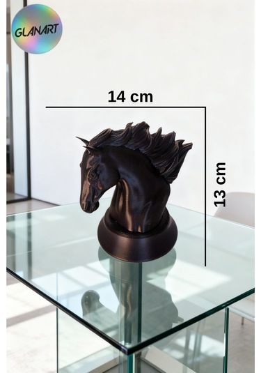 Hediyelik 3 Boyutlu Masa Üstü At Büstü 3d Filamet Siyah1 Adet