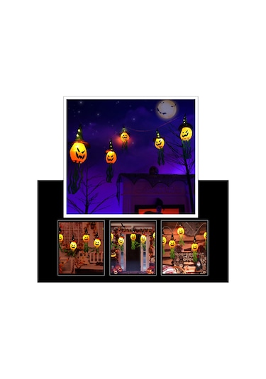 Shineyee 3 Metre Renkli Led Işık Zinciri - Şapkalı Balkabağı Desenli, Ip44 Su Geçirmez, Pil İle Çalışır Piller Hariç