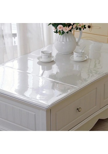 Şeffaf Yumuşak Cam Masa Örtüsü Ev Su Geçirmez Masa Örtüsü Pvc Masa Mat, Kalınlık: 1mm, Boyut: 80x135cm Şeffaf