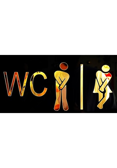 Tuvalet Wc Tabelası Gold-siyah Pleksi 30x15 Cm Numa Concept