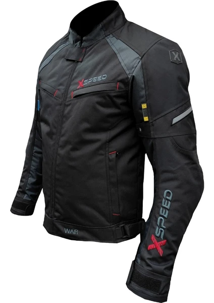 Xspeed War Erkek Dört Mevsim Motosiklet Mont Siyah Gri