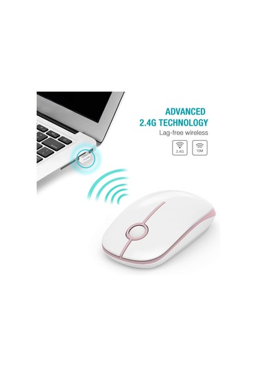 Usb Alıcılı 2.4g Kablosuz Fare Beyaz+pembe , 1600 Dpı, Wi
