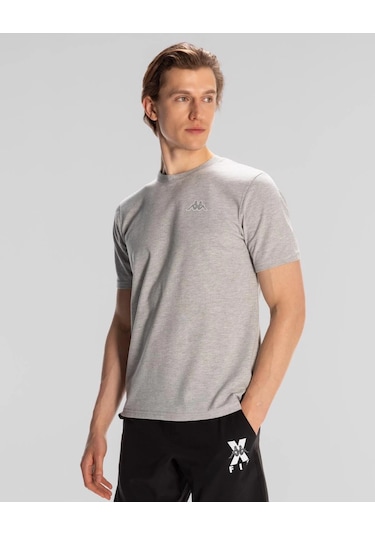 Kappa Logo Serenity Erkek Gri Regular Fit Tişört Siyah