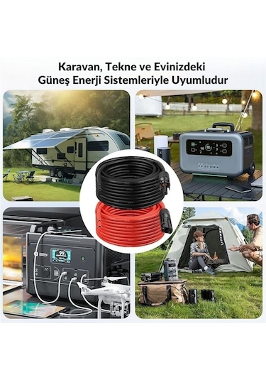 Solar Kablo Seti 6mm² - Mc4 Ve Yüksük Montajlı 5+5 Metre