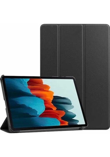 Sandwich Samsung Galaxy Uyumlu Tab S8 İçin 11'' Üç Katlı Korumalı Kılıf - Uyku/uyanma Fonksiyonu, 2 Açı Seçeneği, Siyah Kapaklı Kapaklı Kılıf