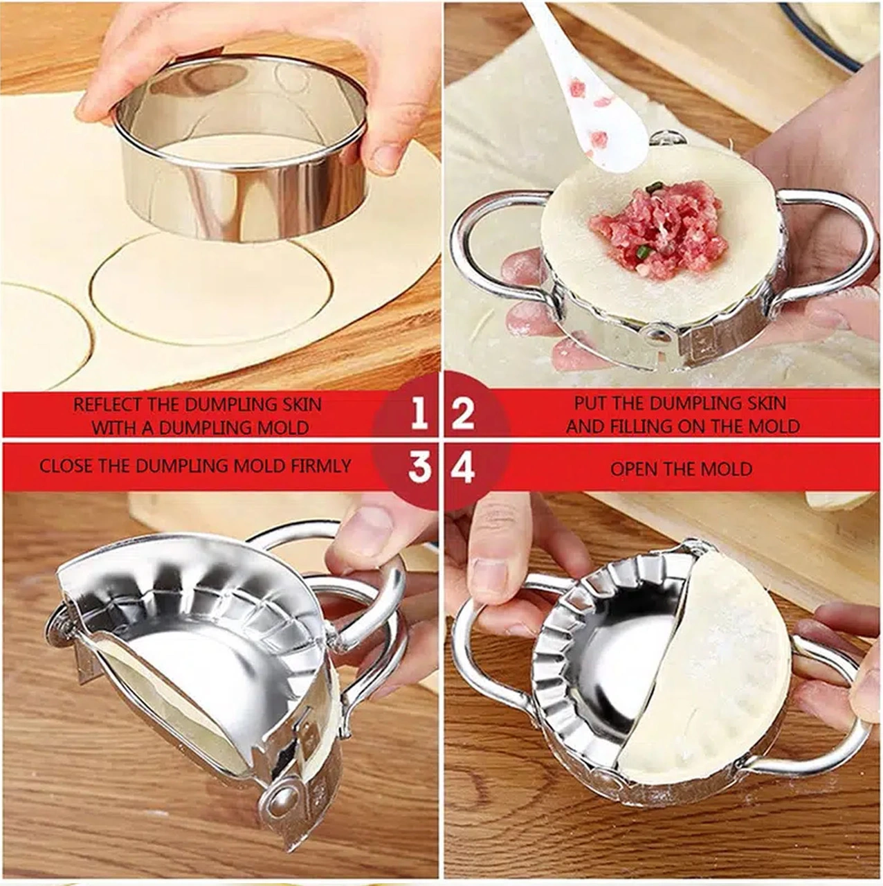 Yaleker 304 Gıda Grubu Paslanmaz Çelik Manti Kalıbı - Yemek Güvenliği Standartları Uygun Gümüş