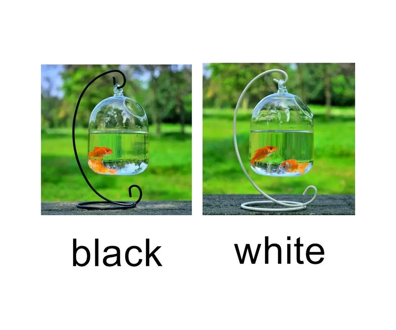 Yaleker El Yapan Cam Akvaryum, Transparan Borosilikat Cam, Beyaz Asma Tutucu İle, Ev Dekorasyonu, 15cm Yükseklik