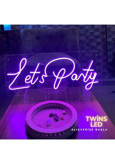 Twins Led Let's Party Yazılı Neon Tabela Pembe Model:model:16793366 Pembe