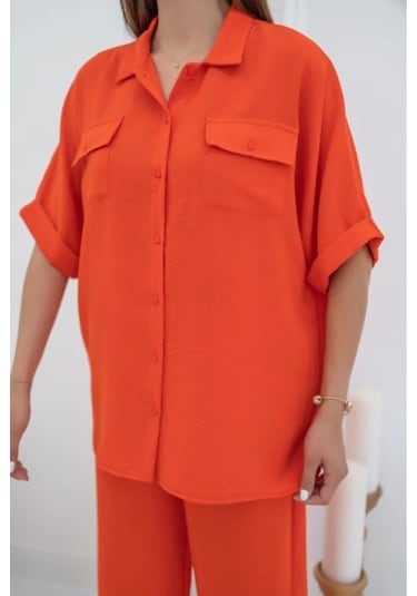 Oranj Gömlek Ve Pantolon Takım Oranj