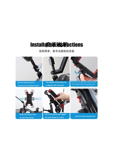 Ayarlanabilir Motosiklet Telefon Braketi Kolay Sürüm Destek Tutsarı Kelepçesi Hızlı Tıklama/departman Tutucu Aksesuar Mavi - Beyaz